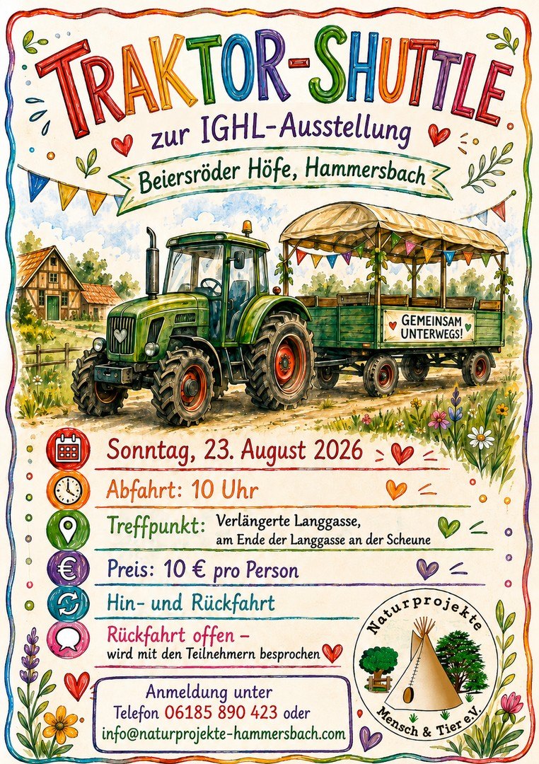 Flyer Traktor-Shuttle zur IGHL-Ausstellung